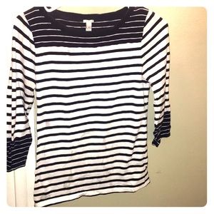 J Crew navy striped 3/4 sleeve